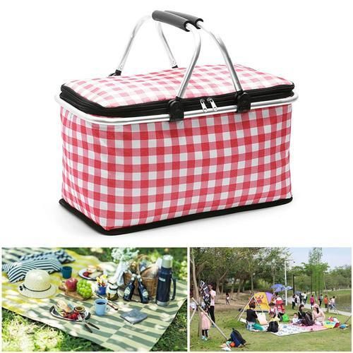 29L Portable Picnic Basket Large Capacity Food Fresh Lunch Basket Outdoor Foldable Travel Handbag Beach Camping Refrigerator Bag