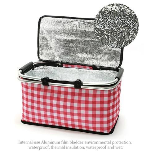 29L Portable Picnic Basket Large Capacity Food Fresh Lunch Basket Outdoor Foldable Travel Handbag Beach Camping Refrigerator Bag