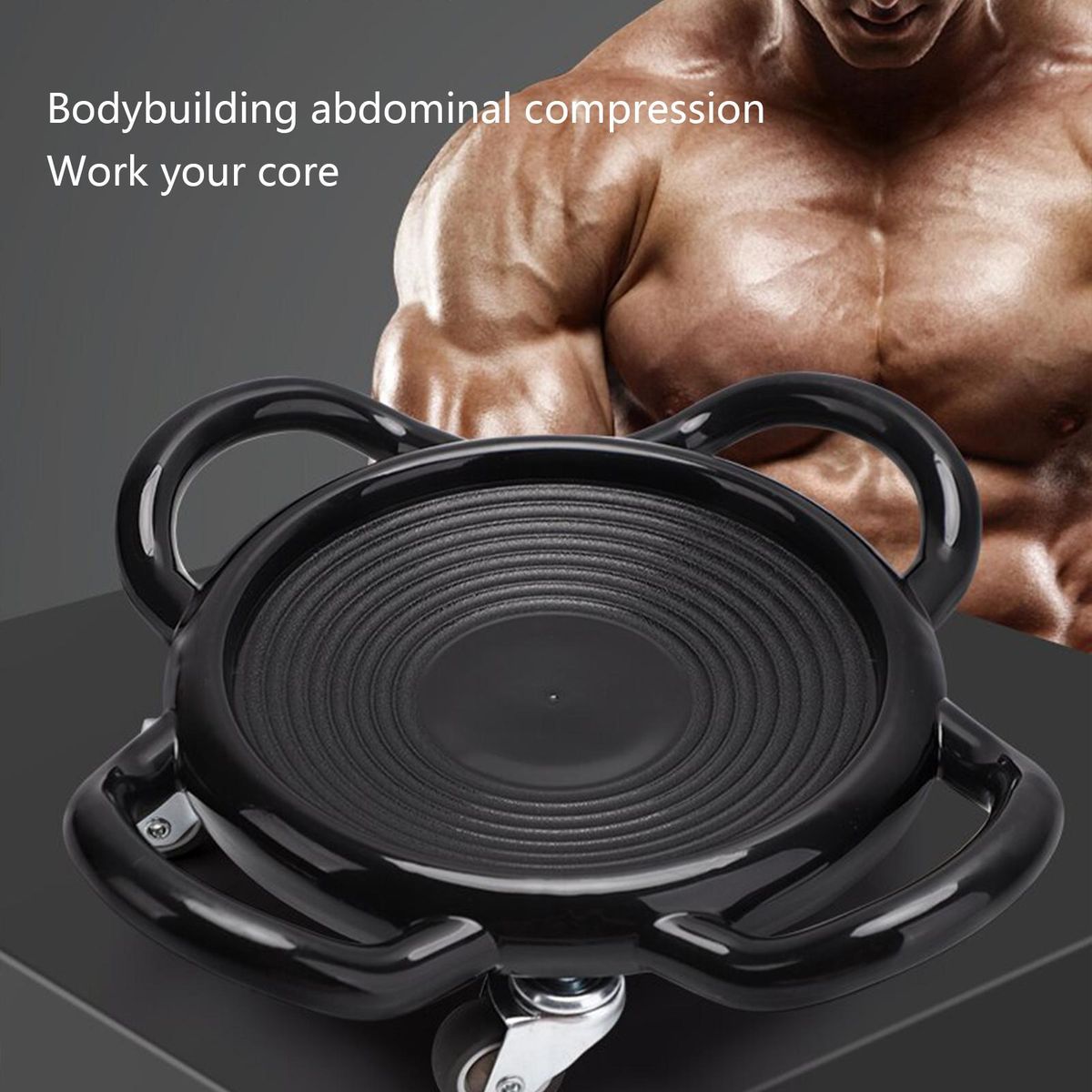 Abdominal Roller Muscle Body Building Rotation Wheels Black