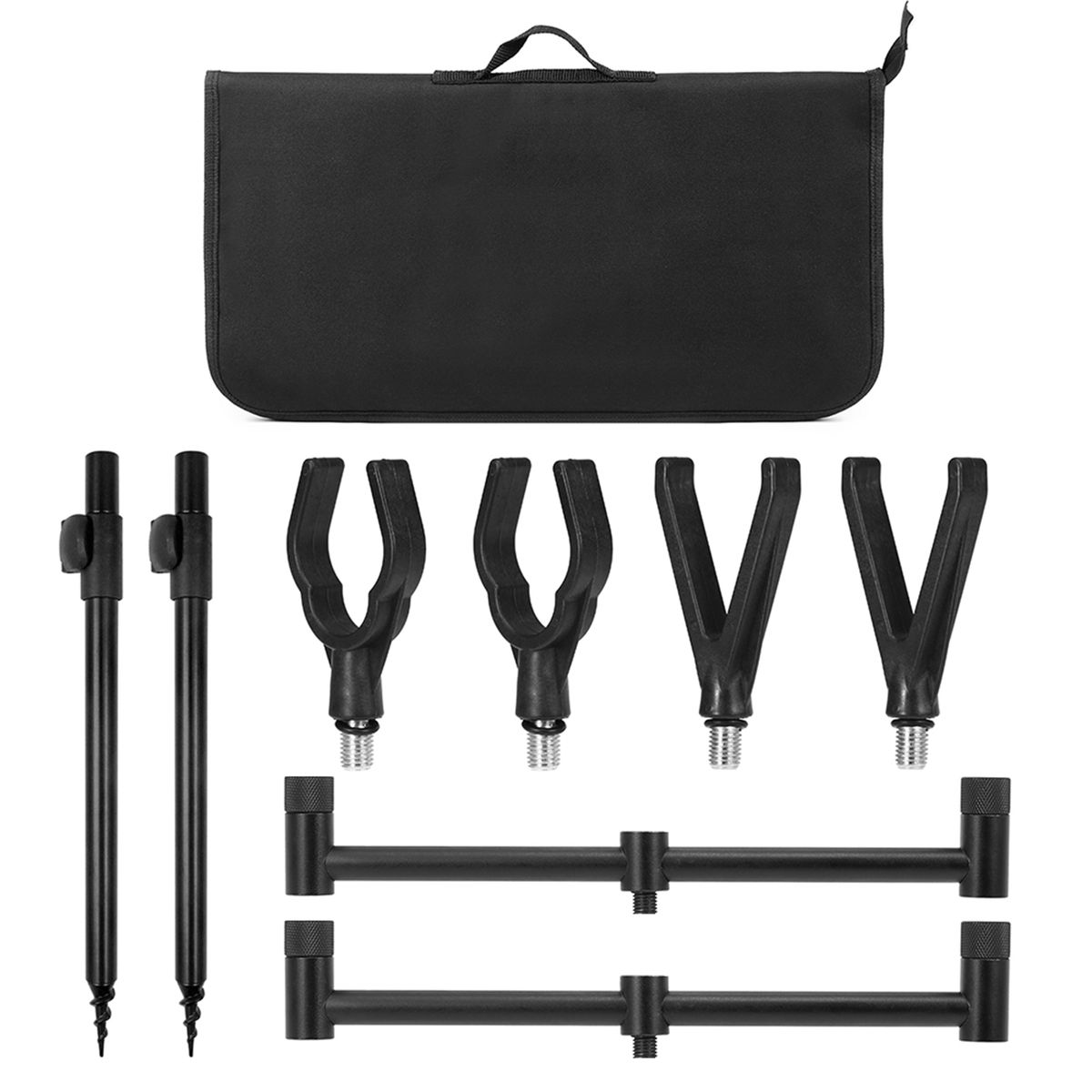 9pcs Fishing Rod Rest Fishing Pole Holder Bite Alarm Bar Set