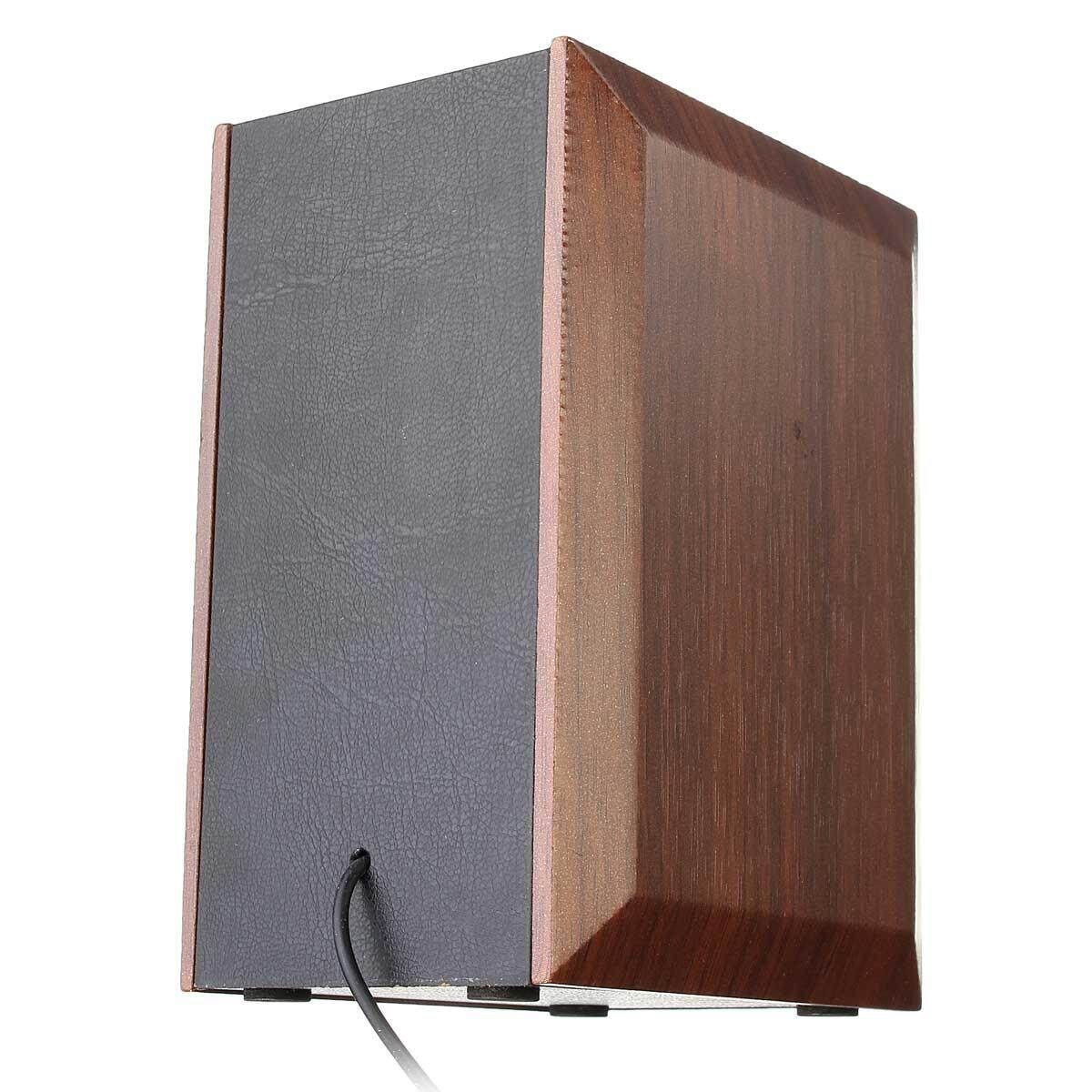 LOYFUN M50 High Sound Quality USB 2.0 Wooden Speakers Mahogany