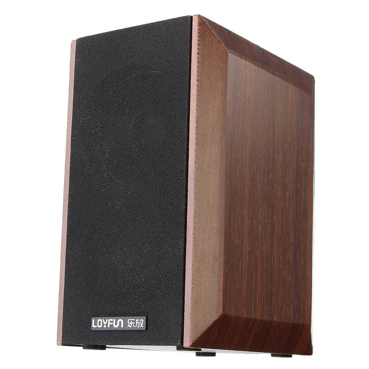 LOYFUN M50 High Sound Quality USB 2.0 Wooden Speakers Mahogany
