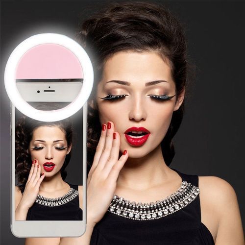 Portable Selfie LED Camera Ring Flash Fill Light-PINK