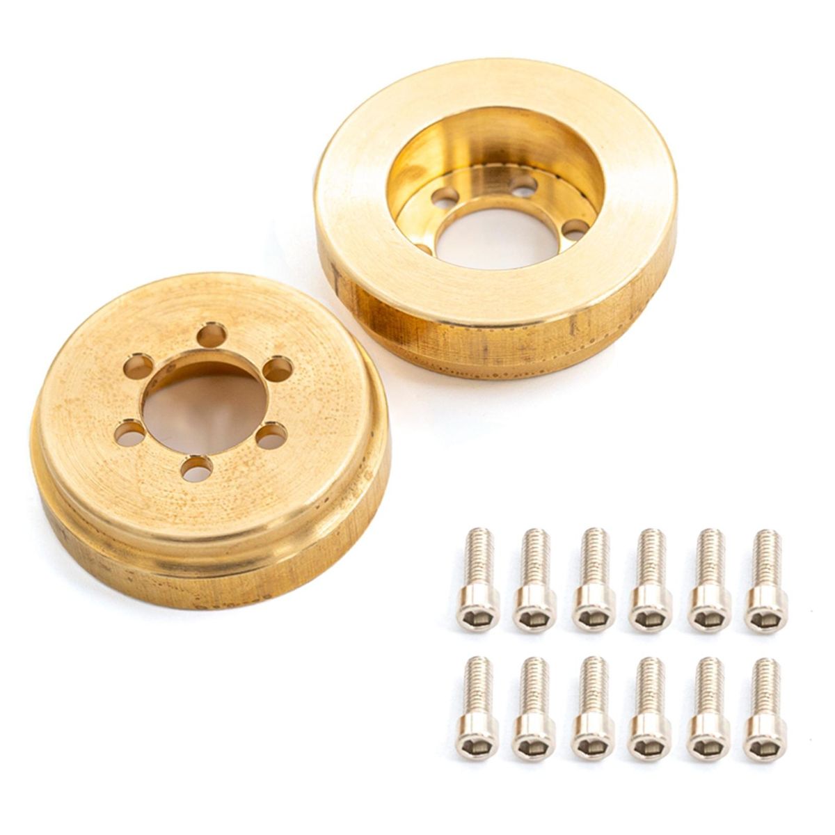 2PCS Brass Internal Wheel Weight Block replacement for 1/10 TRAX4 90046 90047 Remote Control Crawler Car 1.9inch/2.2inch Beadlock Wheel Rims Balance Weights Upgrade Parts