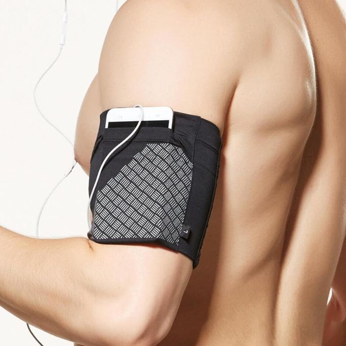 Armband Mobile Phone Arm Strap Band Pouch Reflective For Gym Black M