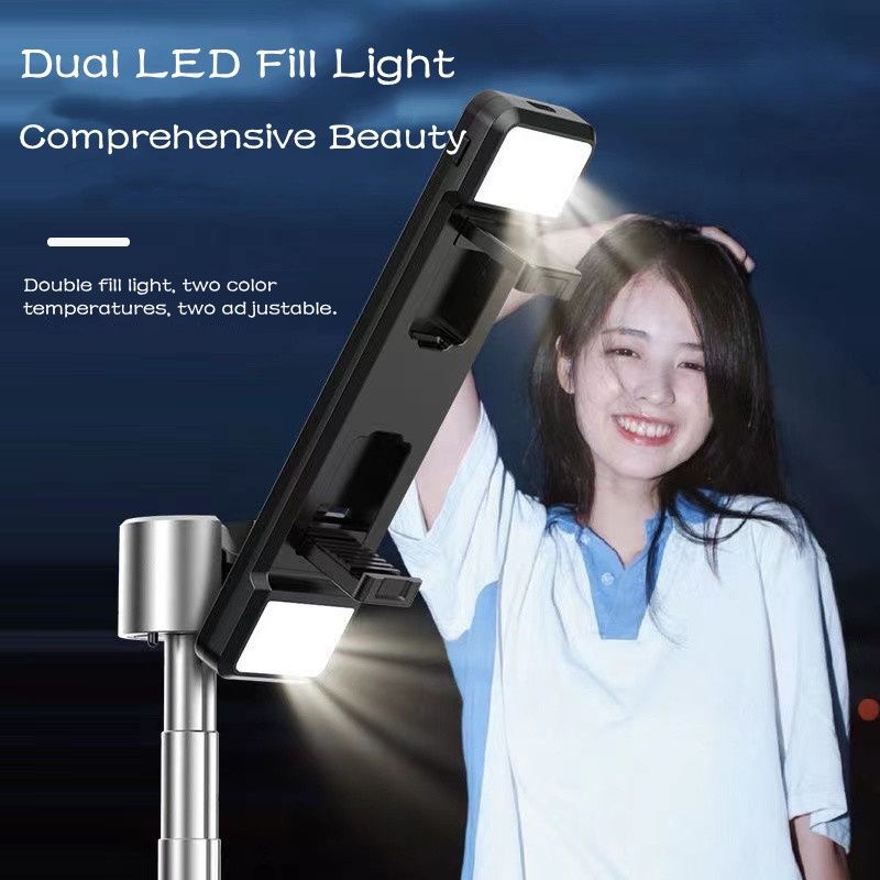 2022 Selfie Tripod Full Extendable Wireless Bluetooth Selfie Tripod For ALL Android Phone-DOUBLE LIGHT
