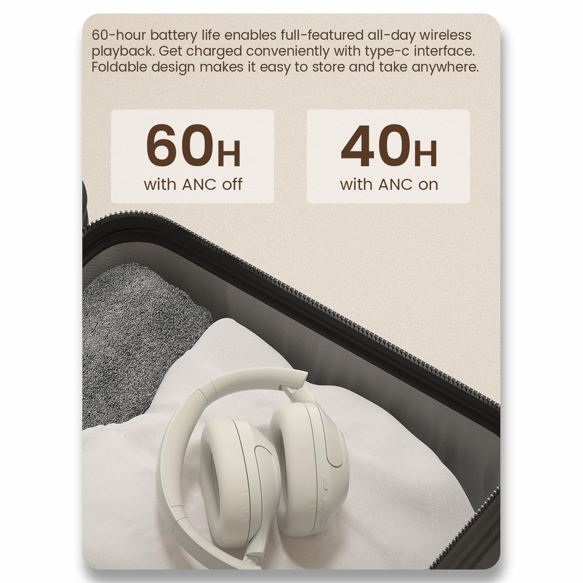 Haylou S35 ANC Headphones Hybrid Active Noise Cancellation Headphones Over-ear BT 5.2 Headphones, 40mm Dynamic Driver, Hi-Res Audio, for Travel Home Office