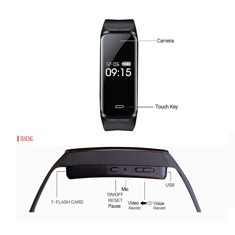 High Quality HD Mini Wearable Camera Smart Watch Band Let Wristband Audio Voice Recorder Video DV