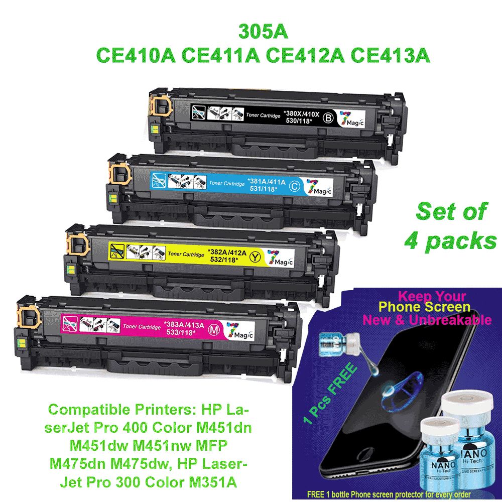 Premium 305A (CE411A CE412A CE413A) Color Toner Cartridge