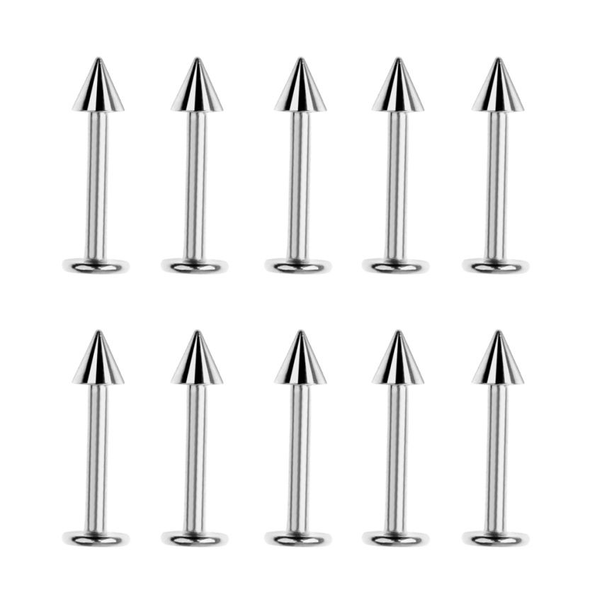 10PCS Men Ladies Fashion Stainless Steel Spike Labret Lip Bar Ear Ring