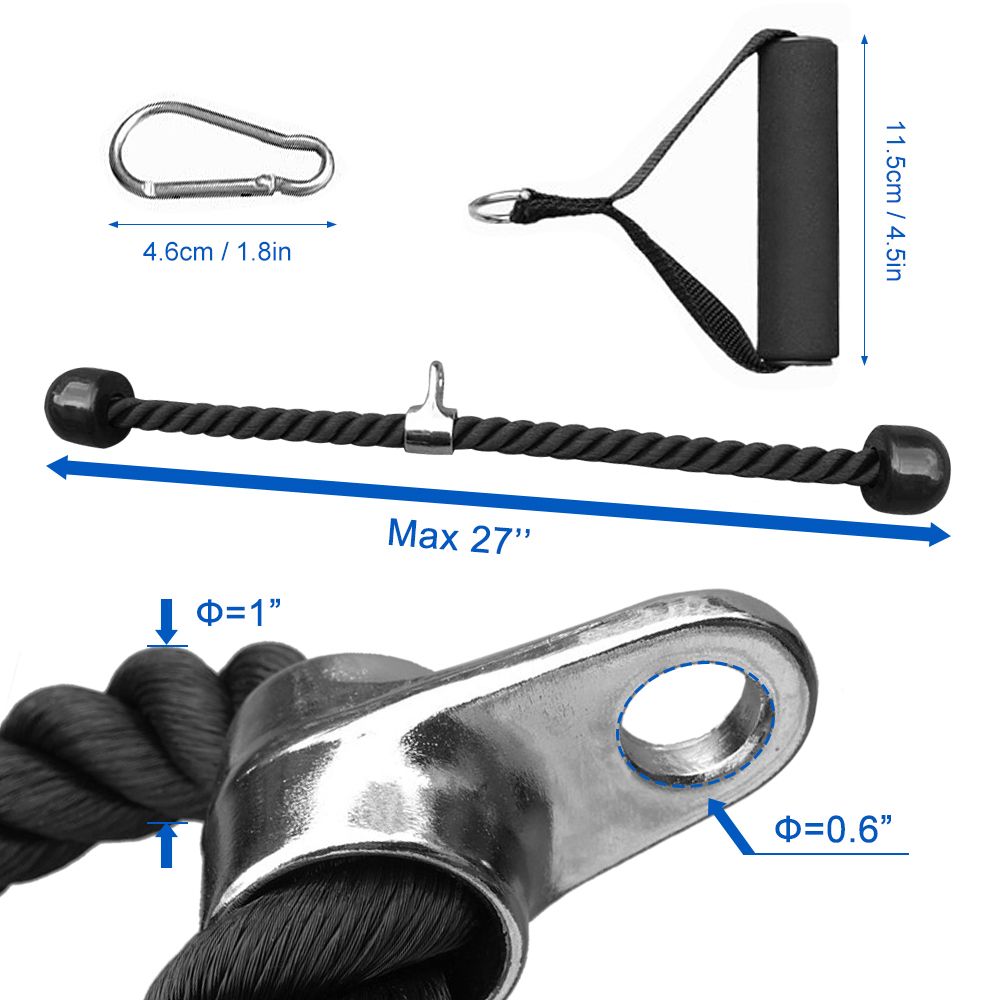 7pcs Training Pull Down Rope Exercise Handles Carabiner