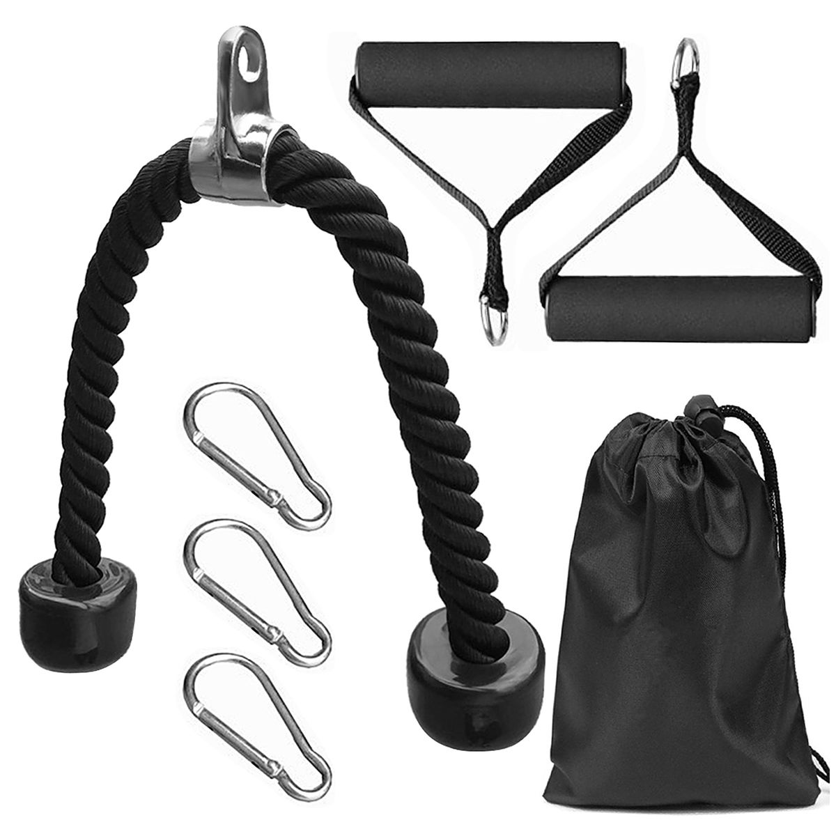 7pcs Training Pull Down Rope Exercise Handles Carabiner