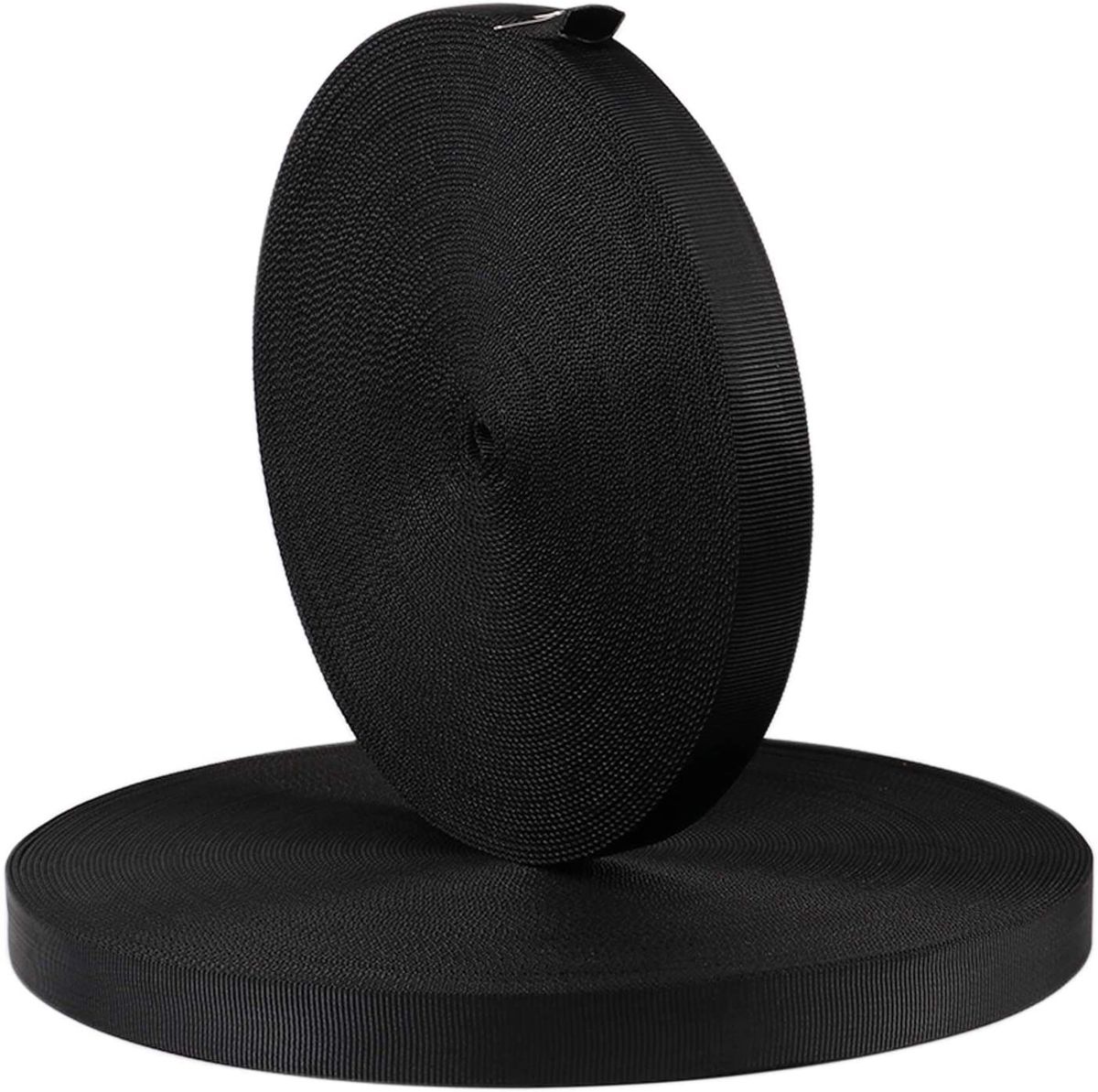 1.5 Inch Nylon Webbing Rope Roll - Black X 2pieces