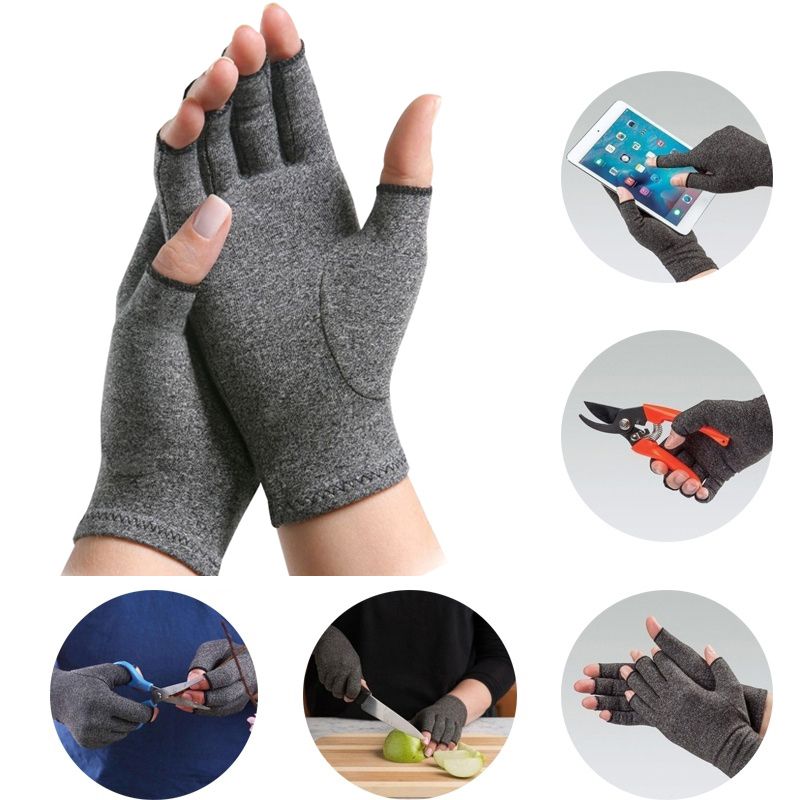 Compression Gloves (2 Pairs) Fingerless For Arthritis