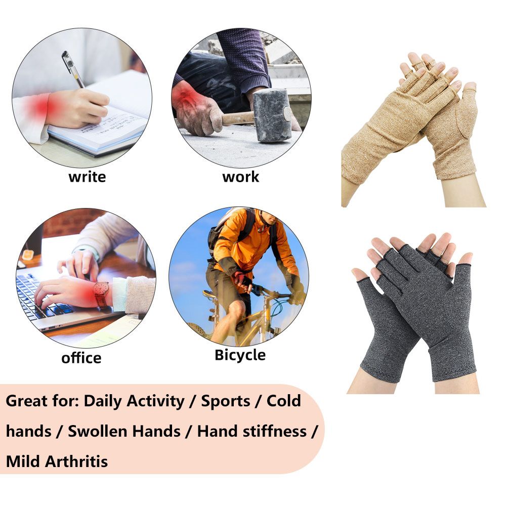 Compression Gloves (2 Pairs) Fingerless For Arthritis