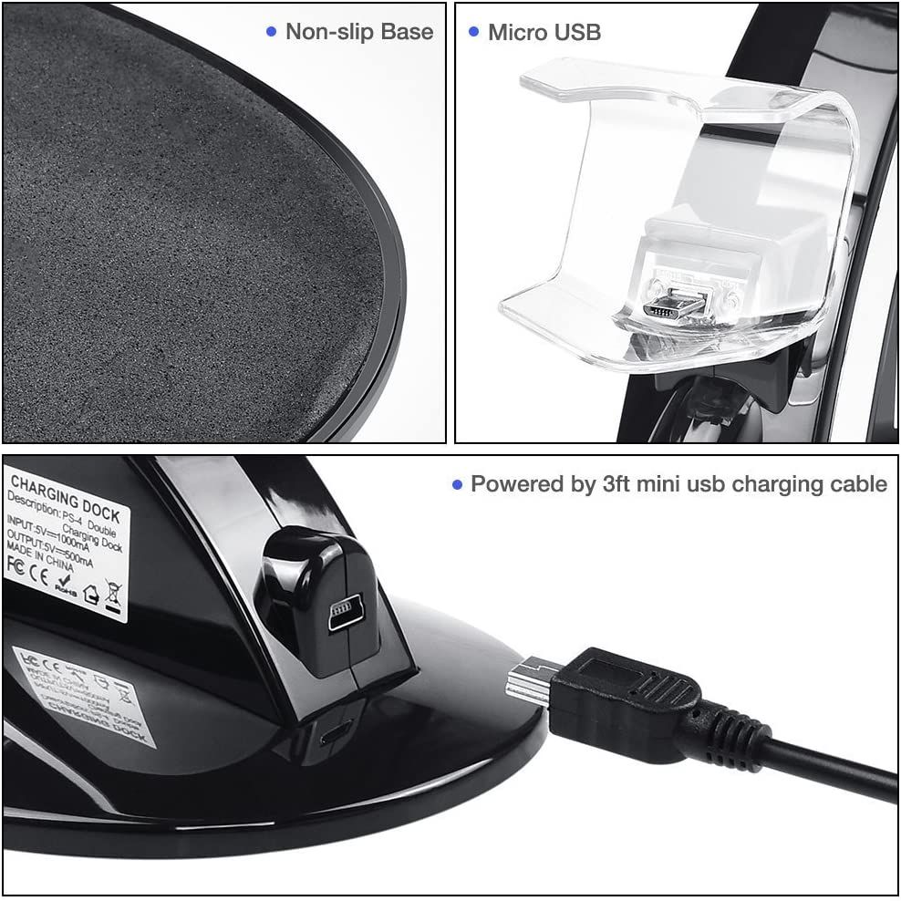PS4 Controller Charger Charging Station Dock Stand With LED
