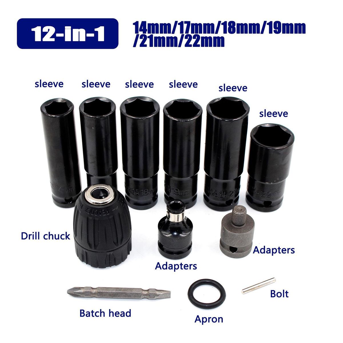 12 in 1 Screwdriver Hex Socket Head Set for Impact Wrench Dr