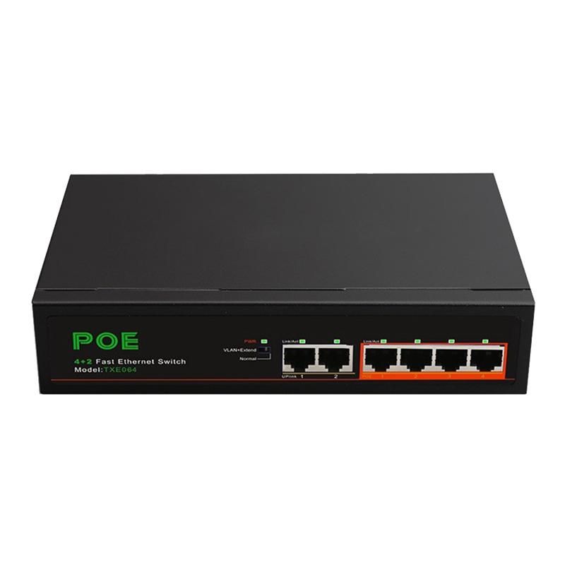 6 Ports POE Switch 4-PoE+2 UP-Link 100Mbps Fast Ethernet