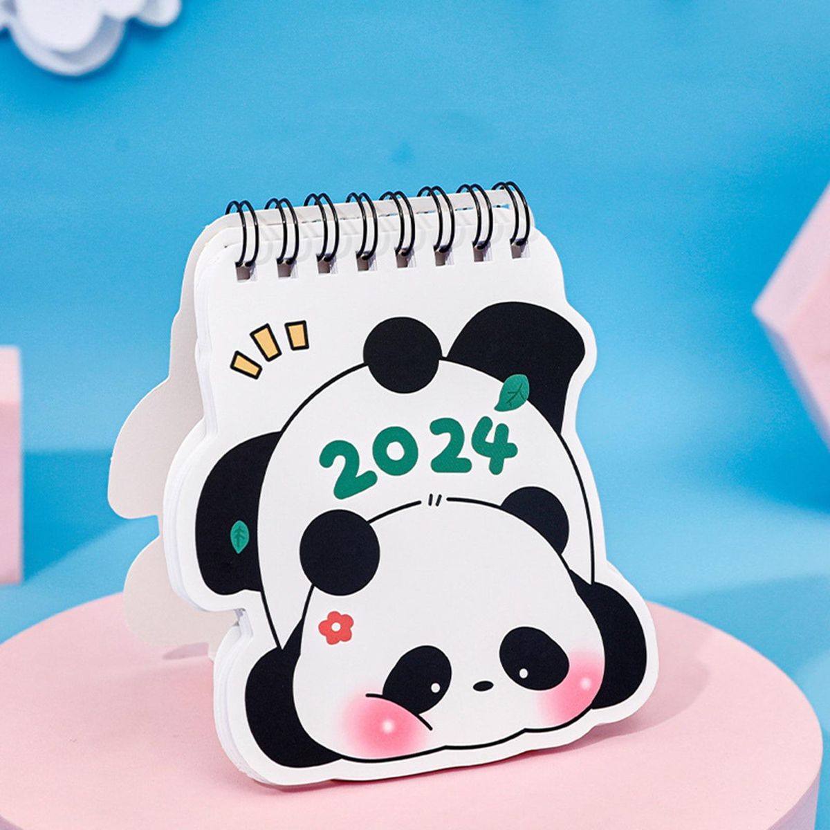 Study Schedule Planner Panda Pattern 2024 Desk Calendar for Students