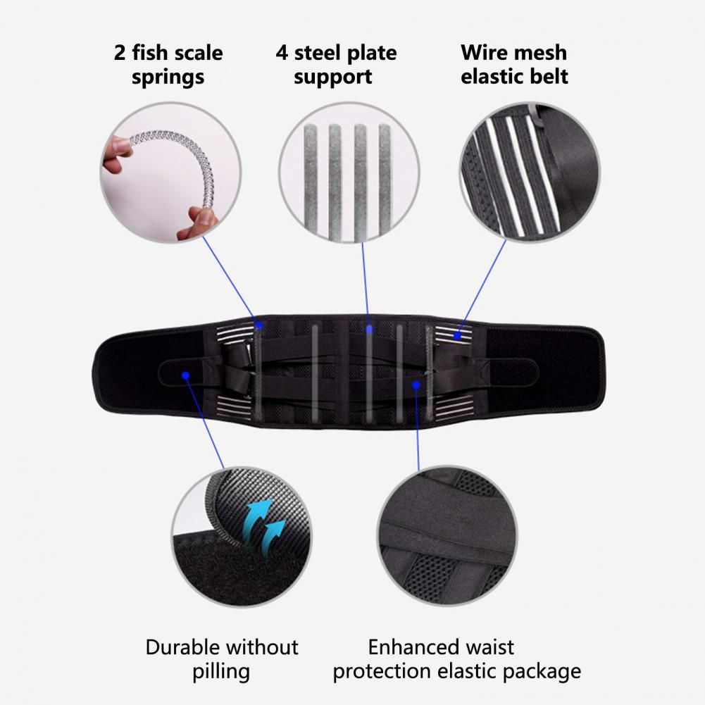 (M)Lumbar Support Band  Durable Double Pull Back Lumbar Sports Support Belt  Easy To Wear Wais JIN