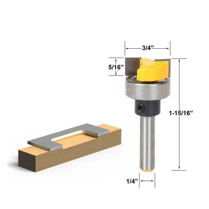 2Pack 14 Shank Flush Trim Hinge Mortise Template Router Mill Bit