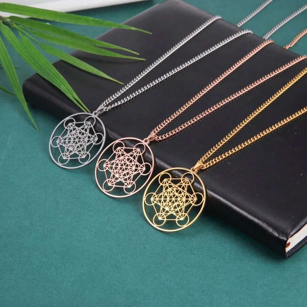 Stainless Steel Angel Seal Archangel Metatron Necklace Women Men Geometric The Secrets of the Kabbalists Garden Solomon Jewelry