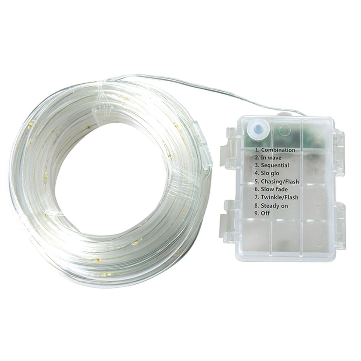 5Meters/16.4Ft 50LEDs Rope Light Combination In waves Sequential Slo-glo Chasing/flash Slow Fade Twinkle/flash Steadys on 8 Different Lighting Effects/ IP54 Water Resistance/ 3 * AA Cell Operated for Christmas Xmas Festival H
