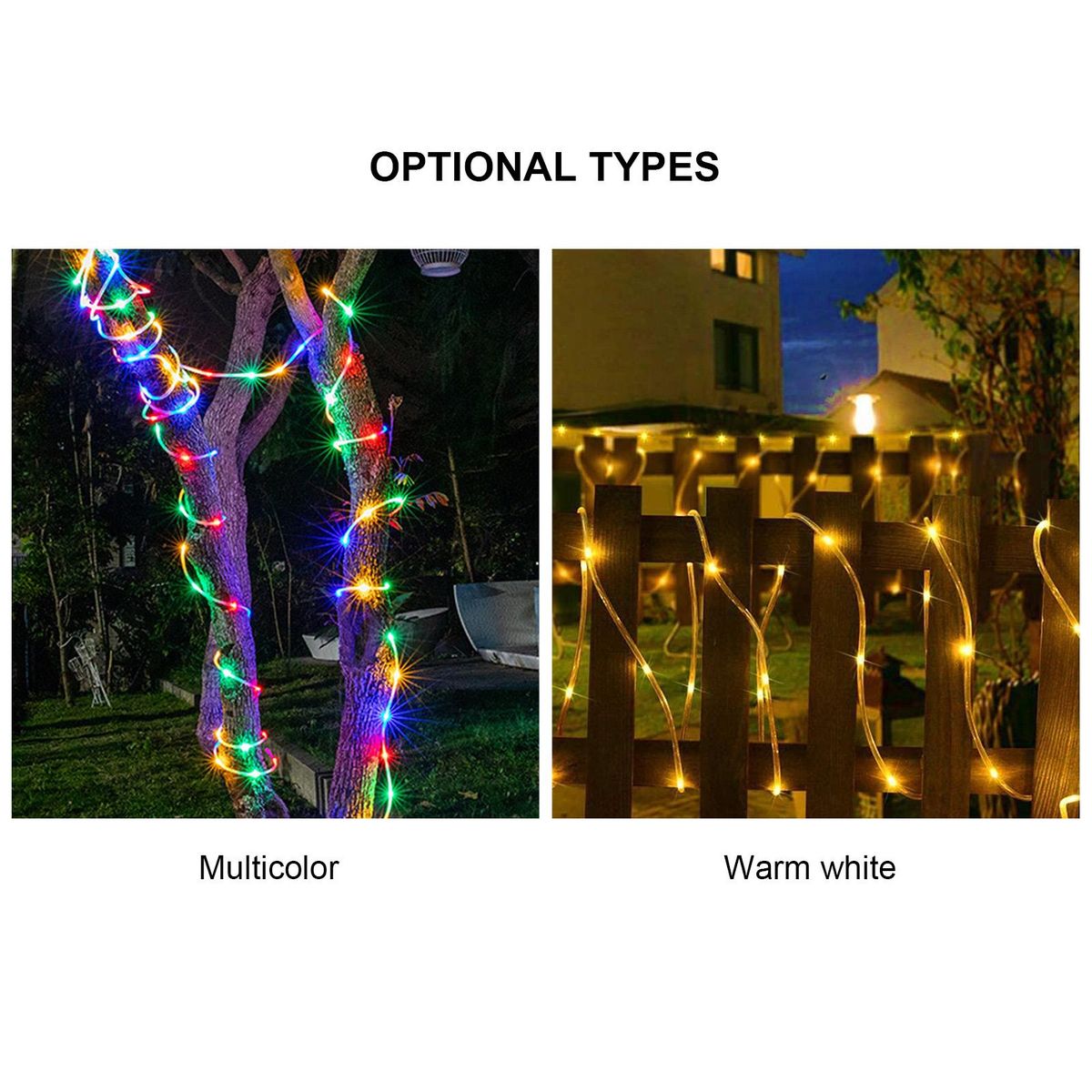 5Meters/16.4Ft 50LEDs Rope Light Combination In waves Sequential Slo-glo Chasing/flash Slow Fade Twinkle/flash Steadys on 8 Different Lighting Effects/ IP54 Water Resistance/ 3 * AA Cell Operated for Christmas Xmas Festival H