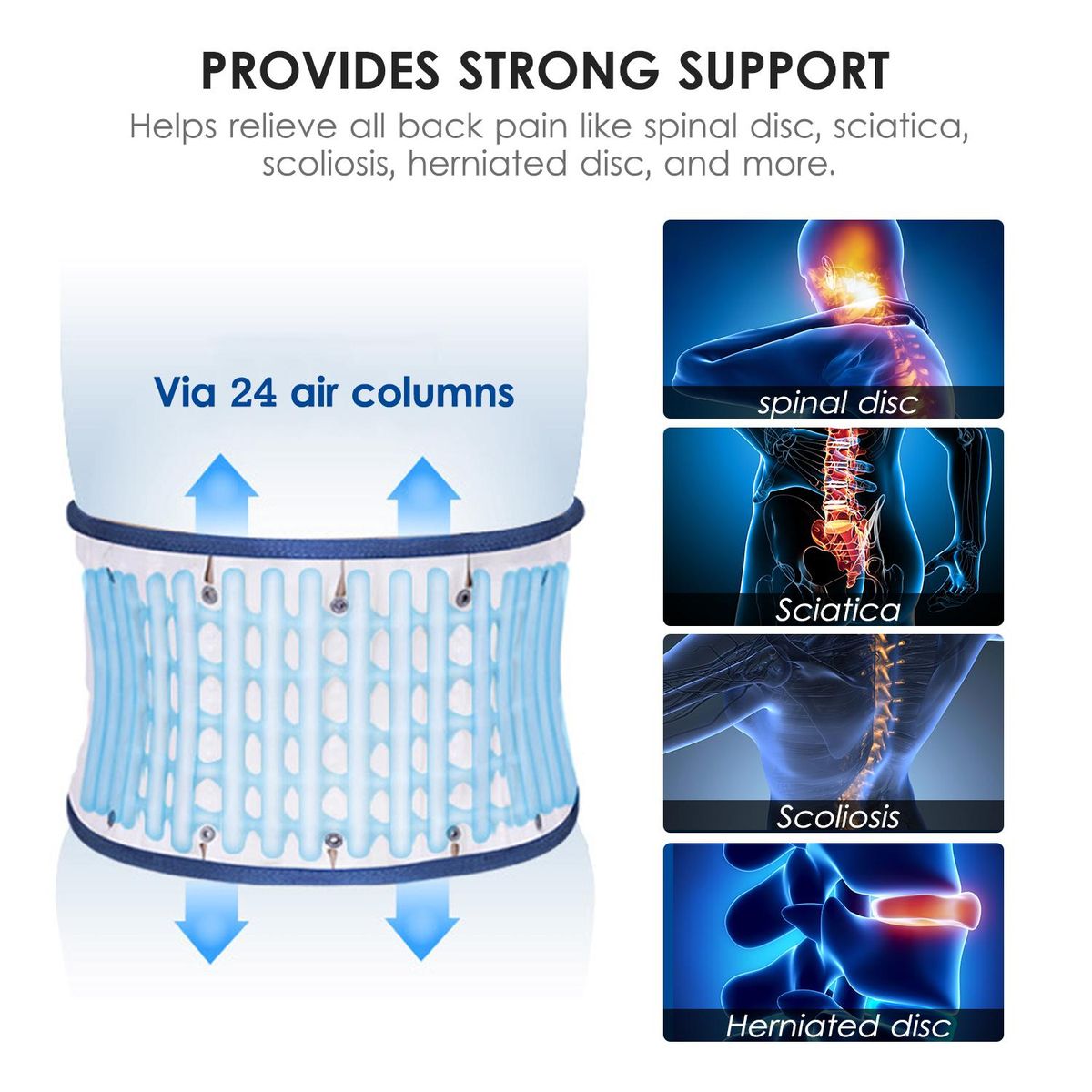 LEAMAI Lumbar Support Adjustable Lower Back Brace Stretcher Lumbar Traction Device Decompression Back Belt Breathable Waist Support Belt for Pain Relief