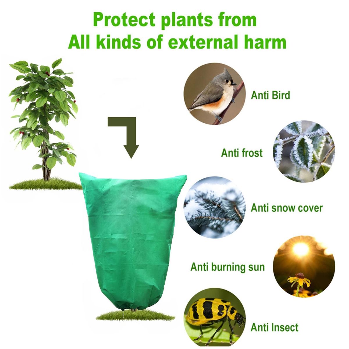 Plant Frost Cover Plantguard Frost Blankets Breathable for Plants Green
