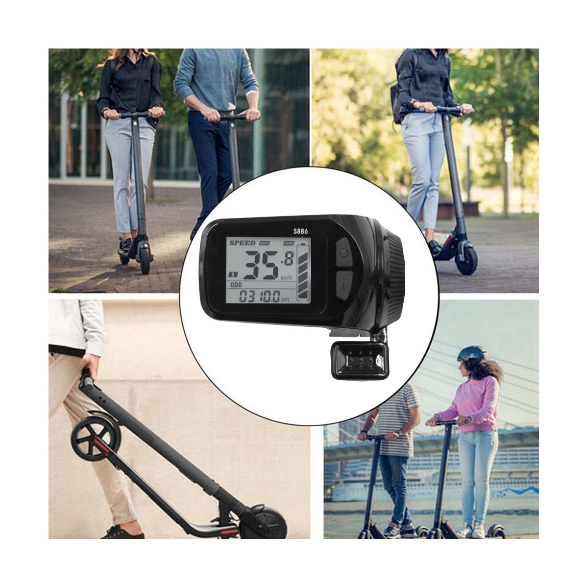 24V/36V/48V/60V S886 Ebike LCD Display Panel Thumb Throttle 5PIN 6PIN for Electric Bicycles E-Scooter(6PIN)