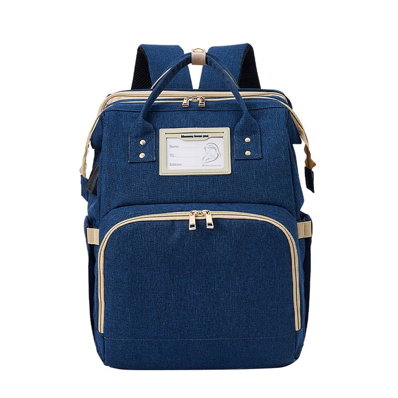 (Blue)3 In 1 Nappy Diaper Bag With Extendable Folding Crib,