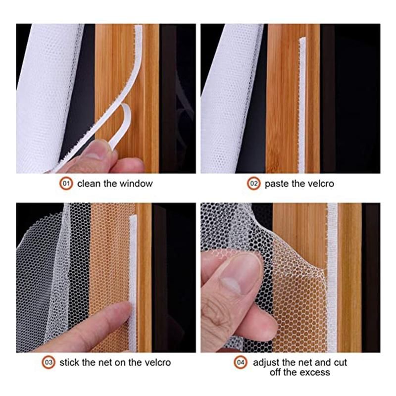 3 PCS Fly Window Insect Netting Mosquito Protector and 3 Rolls Tapes