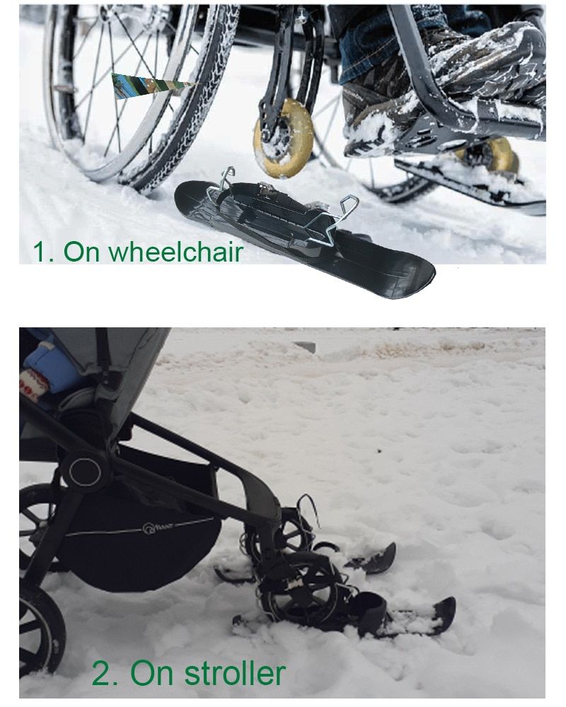 Plateau De Ski Lames De Roues Planche De Ski Traineau Planche a Roulettes De Plage Adapte a La Poussette Velo D'equilibre Fauteuil Roulant Pour Handicapes Poussettes Pour Animaux De Compagnie Black