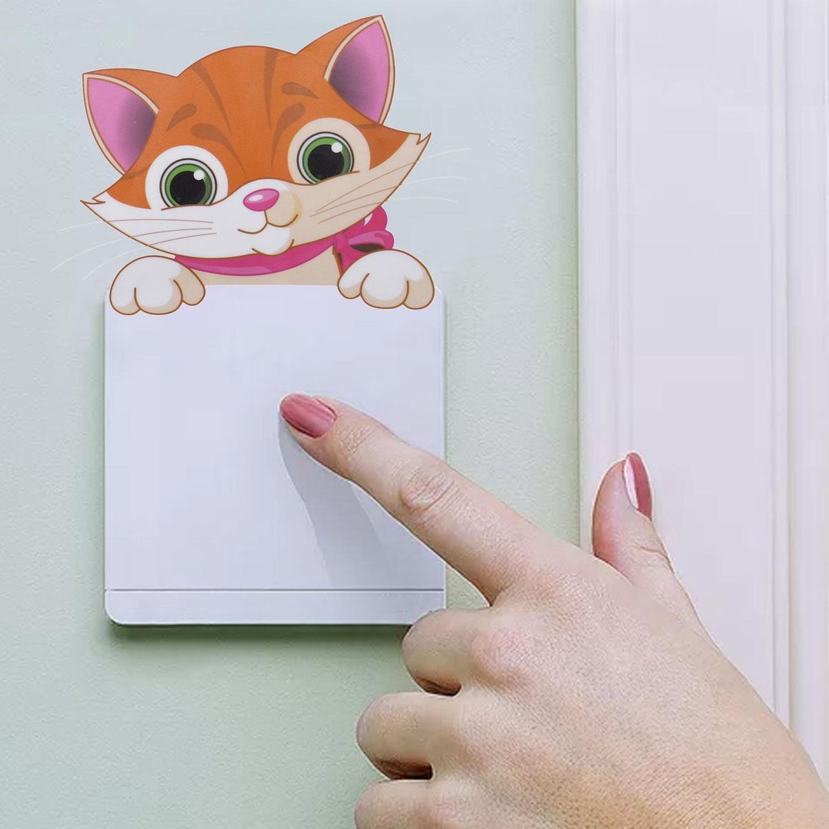 Cute Animals Cat Light Switch Sticker Remoable Wall Sticker