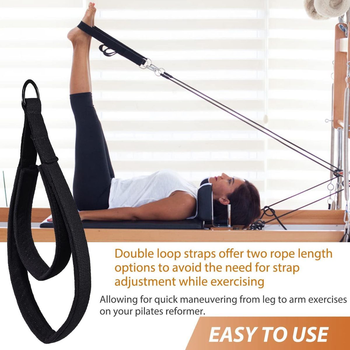 2PCS Pilates Double Loop Straps,Feet Fitness