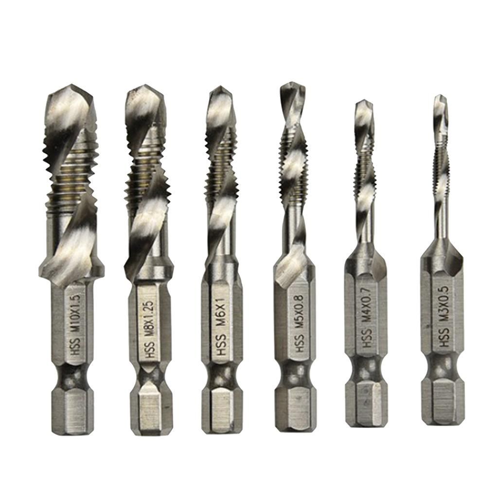 6pcs Quick Change Twist Drill And Bit Set - Metal M3-M10