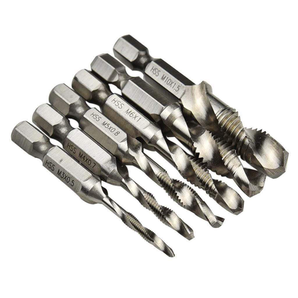 6pcs Quick Change Twist Drill And Bit Set - Metal M3-M10