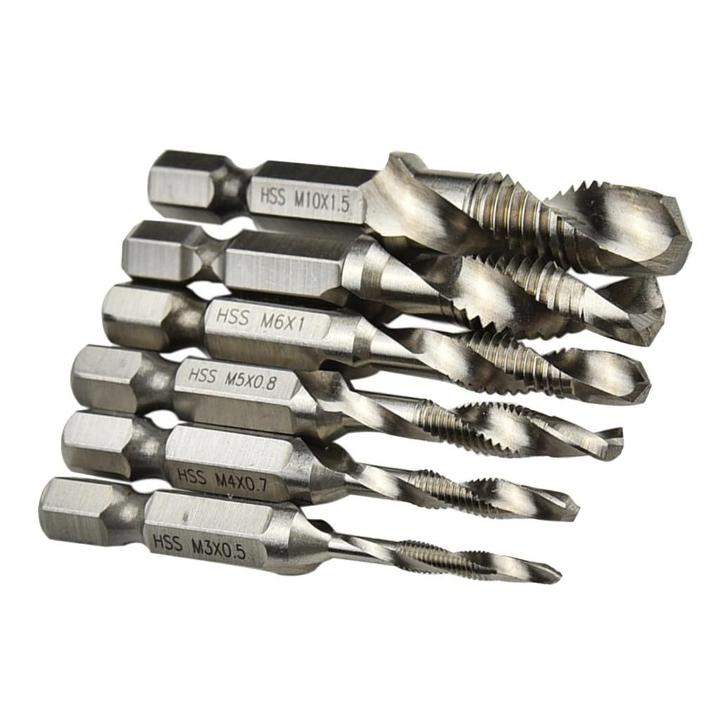6pcs Quick Change Twist Drill And Bit Set - Metal M3-M10