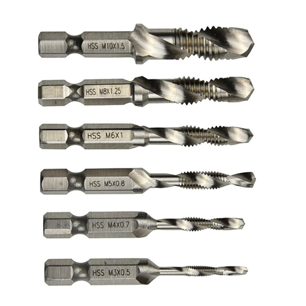 6pcs Quick Change Twist Drill And Bit Set - Metal M3-M10