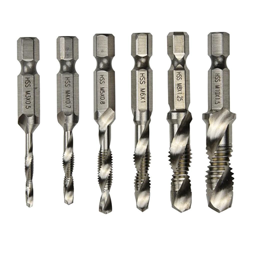 6pcs Quick Change Twist Drill And Bit Set - Metal M3-M10