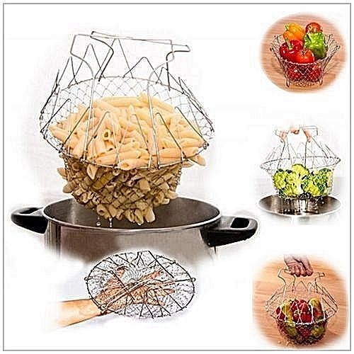 Chef Basket/ Cooking Basket Colander Fry Fold Flat Strainer  Net Kitchen  Cooking  Tool