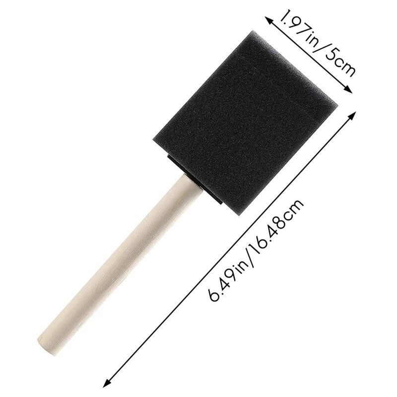 50 Pcs 2 Inch Foam Sponge Wood Handle Paint Brush Set, Great For Acrylics, Stains, Varnishes, Crafts, Art