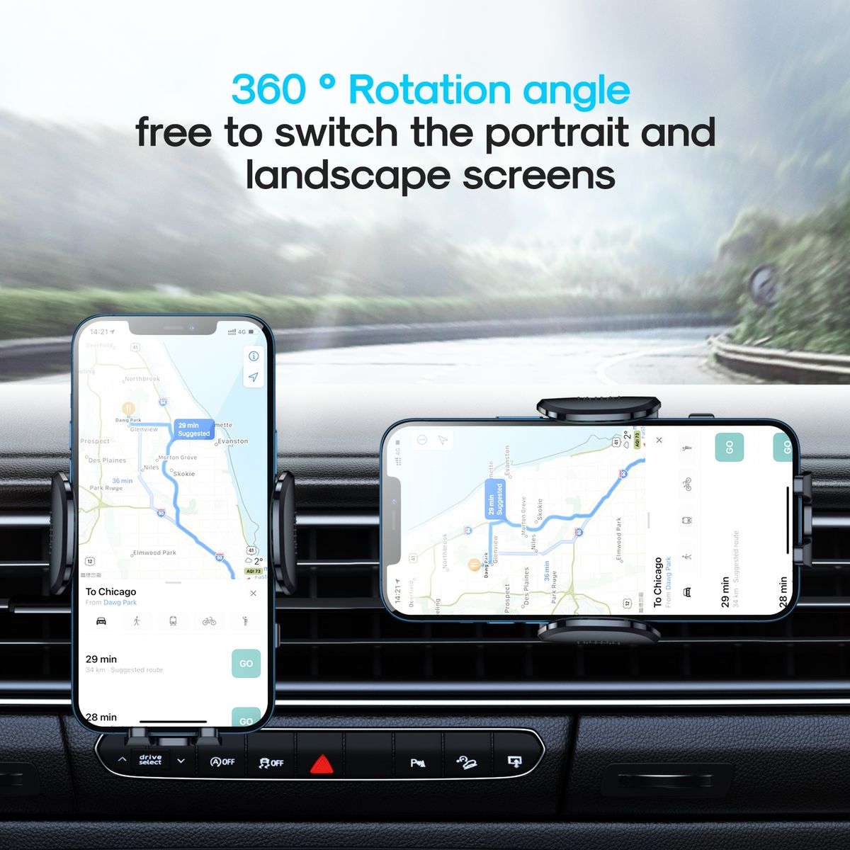 JR-ZS259 360-degree Rotating Stretching Mechanical Car Air Vent Holder For 4.7-6.9 Inch Mobile Phones