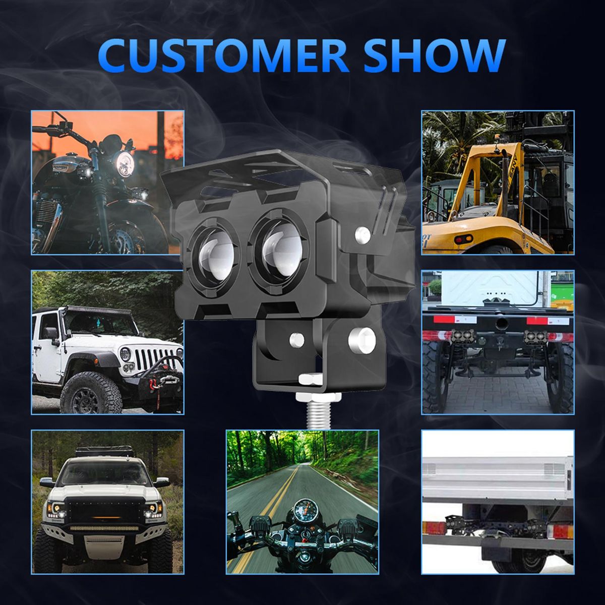 2Pcs Motorcycle Spot Lights Motorcycle LED Driving Fog Lights White and Amber LED Spotlights 120W 12000LM for Motorcycle Tractor Truck ATV SUV Boat