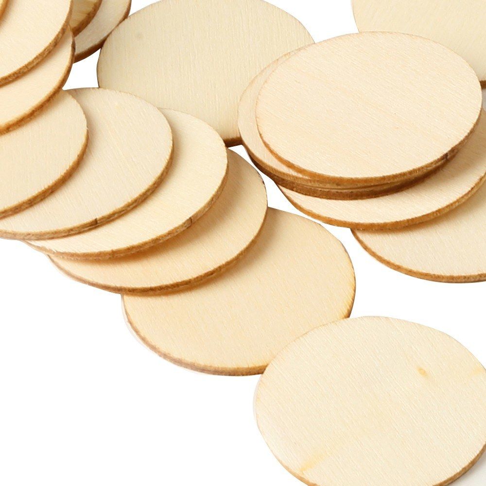 50Pcs Wooden Children's DIY Painted Small Round Piece