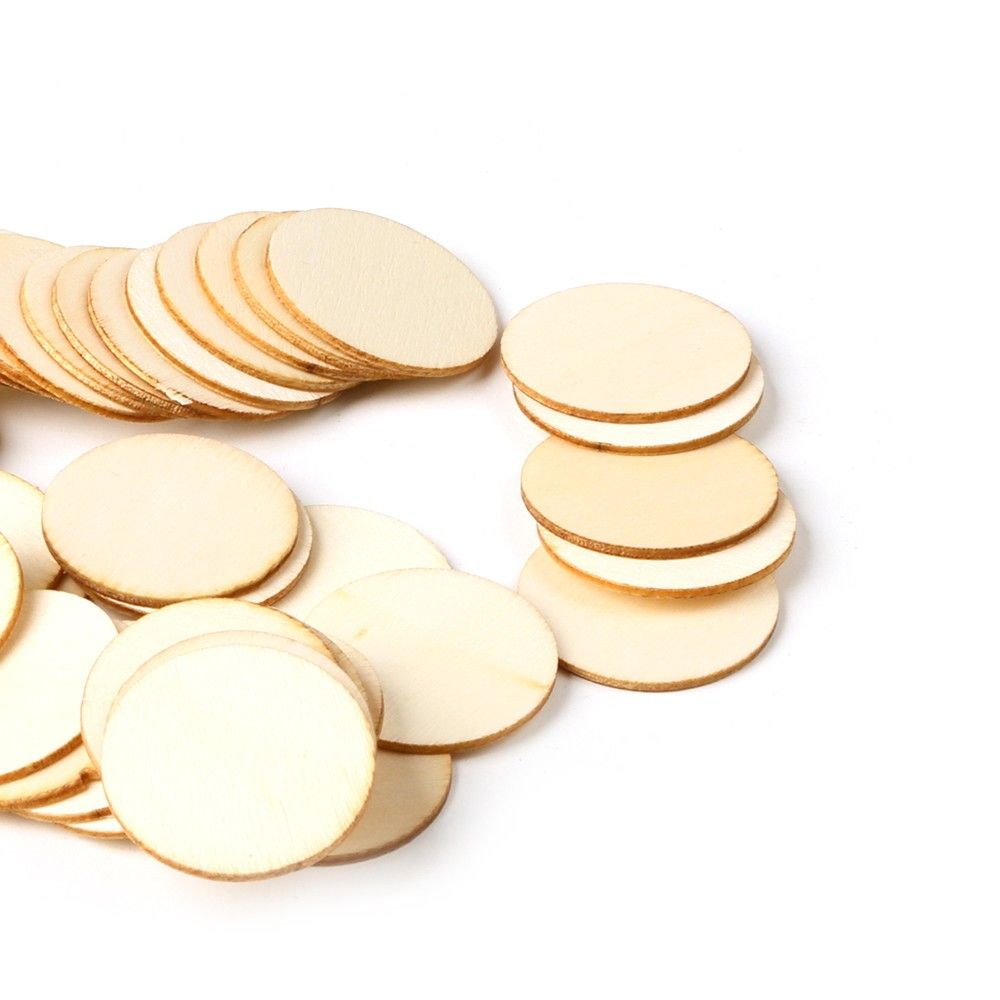 50Pcs Wooden Children's DIY Painted Small Round Piece