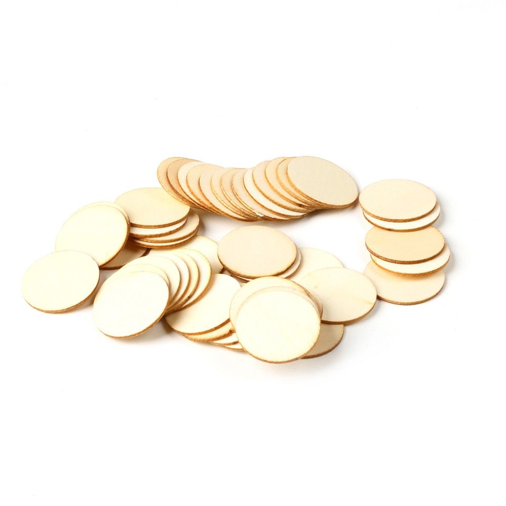 50Pcs Wooden Children's DIY Painted Small Round Piece
