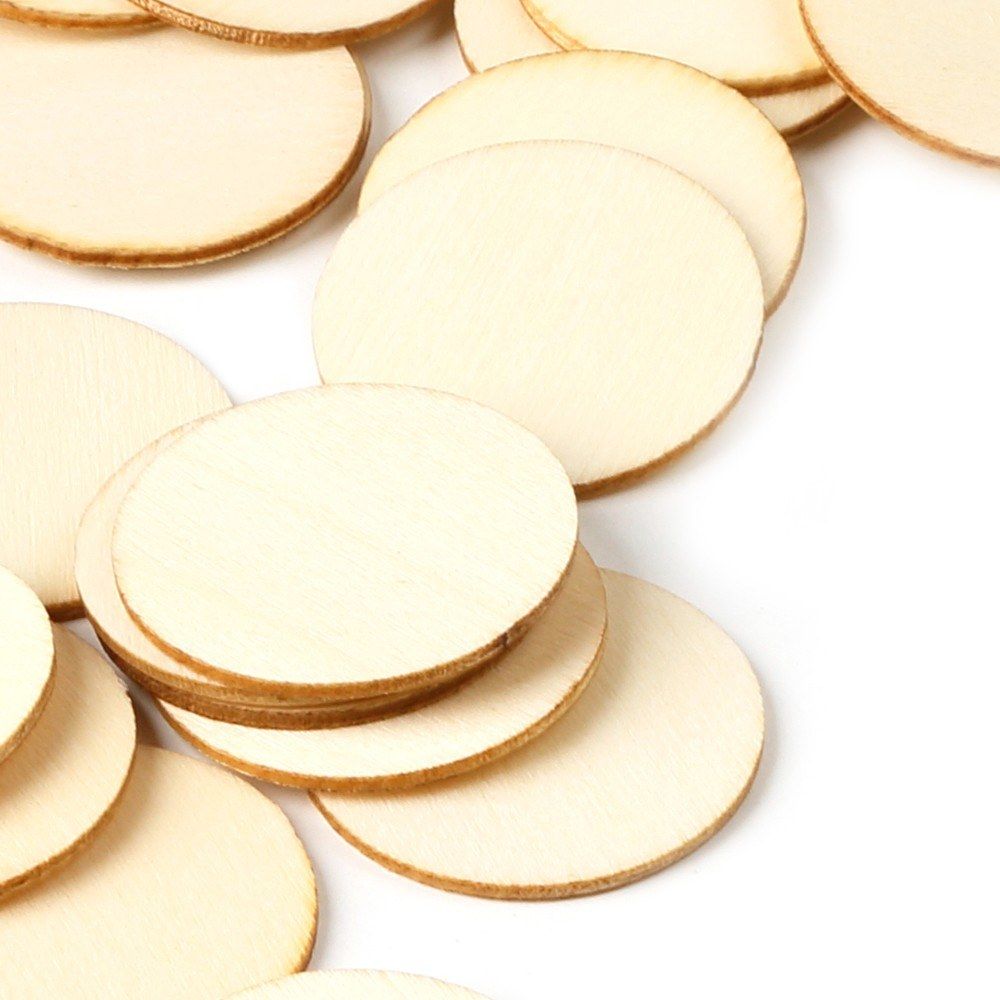 50Pcs Wooden Children's DIY Painted Small Round Piece