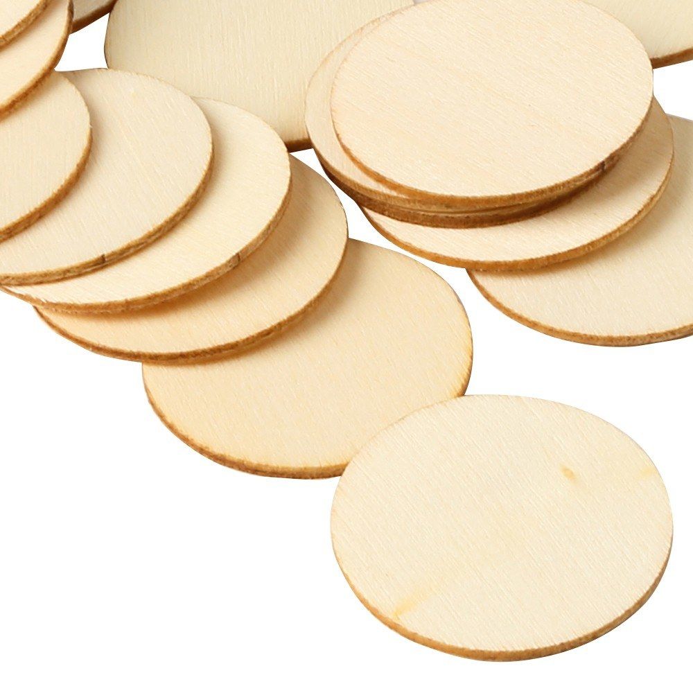 50Pcs Wooden Children's DIY Painted Small Round Piece